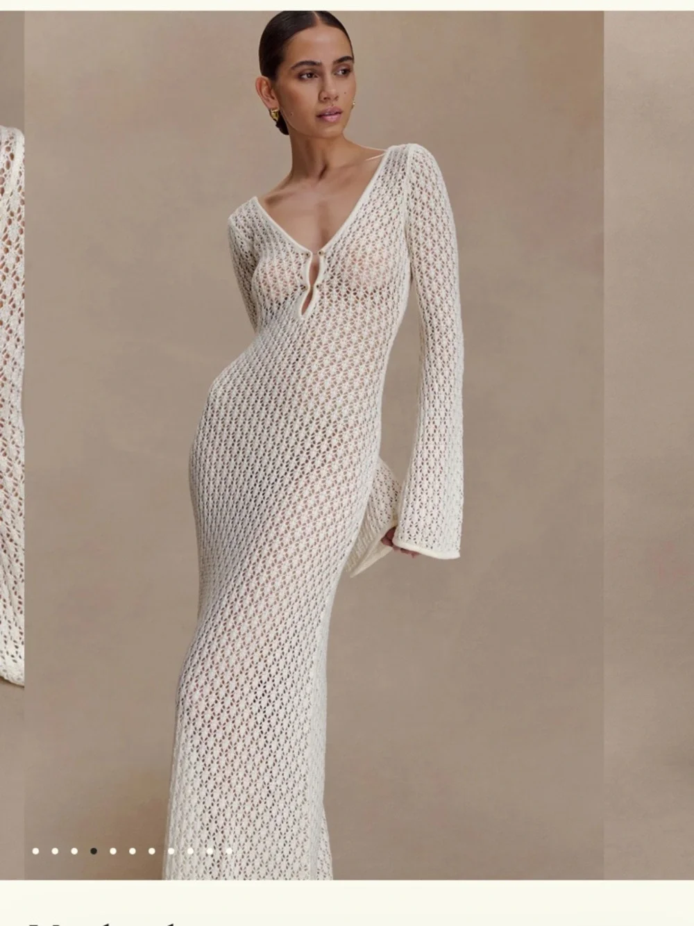 Meshki Kayleigh Crochet Fishtail Flare Sleeve Maxi Dress - Picture 4 of 5